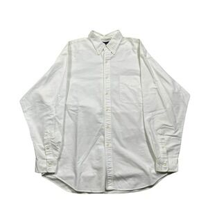 Vintage 80s Ralph Lauren Big Shirt White Long Sleeve Button Shirt Mens Size L